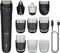 Philips Multigroom Aparador de Pelos 10 em 1 3000 Series, Barbeador elétrico e Aparador para Rosto, Cabeça e Corpo, Lâminas Autoafiáveis para a Pele, 10 Configurações de Comprimento, Modelo MG3931/15