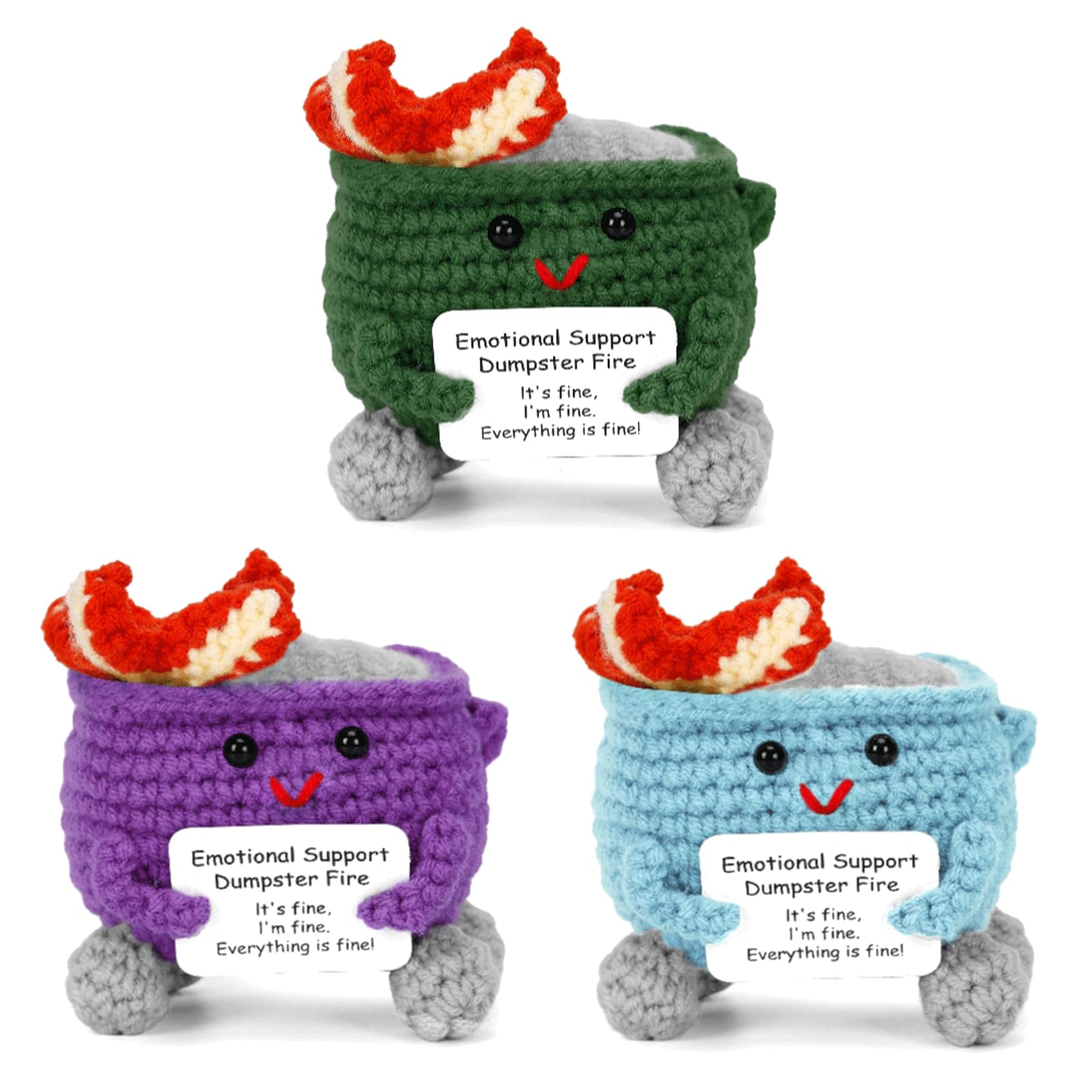 Emotional Support Cat Gift Funny Positive Crochet Cat With Card Positive Gifts | UK