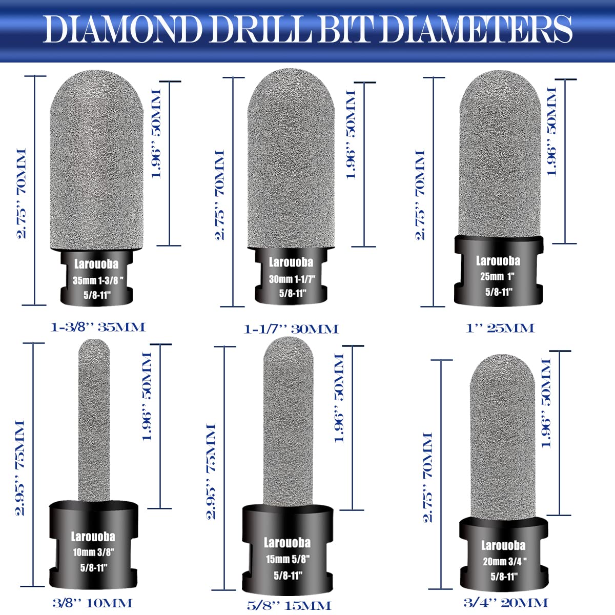 Diamond Finger Milling Bits, 117 Inch 30mm Dry Core Drill Bit for Enlarging Shaping Existing Holes of Porcelain Tile Ceramic Marble Granite Countertop Diamond Hole Saw with 5811 Thread