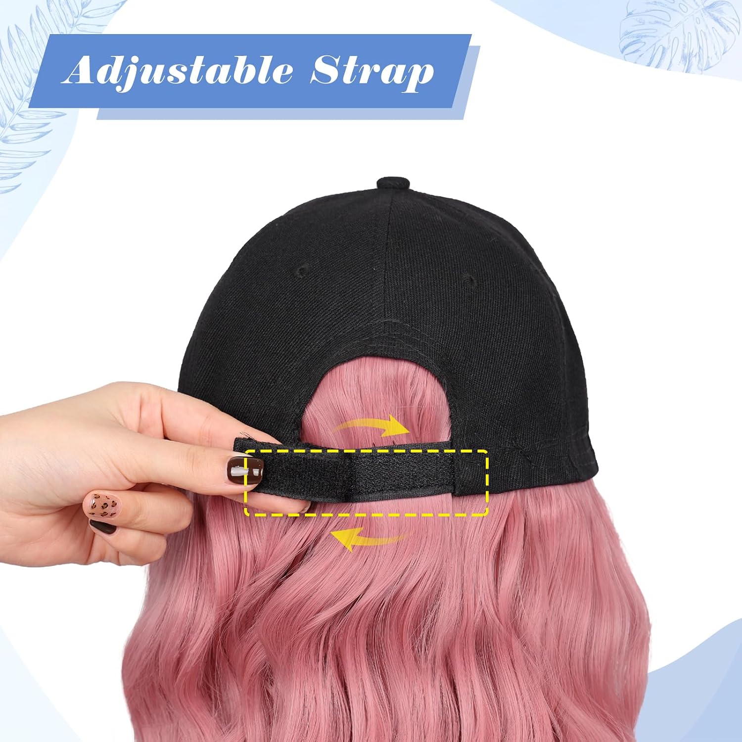 AISI QUEENS Hat Wig Hat with Hair Attached for Women Cap with Hair Attached for Women Baseball Cap Wig Extensions Short Wave Synthetic Adjustable for Daily Use（14inch）
