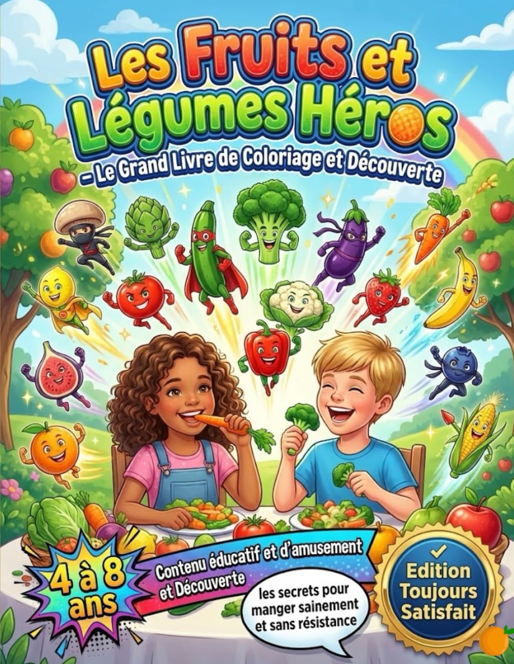 Les Fruits et Légumes Héros – Le Grand Livre de Coloriage et Découverte: Découvrez les secrets pour manger sainement et sans résistance : Contenu éducatif et d’amusement, pour enfant de 4 à 8 ans