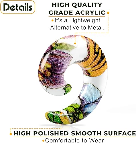 Miniatura 4 de Par de acrílico colorido flor espiral cónico estiramiento expansor piercing joyería oído carne túneles ensanchador tapones pendientes