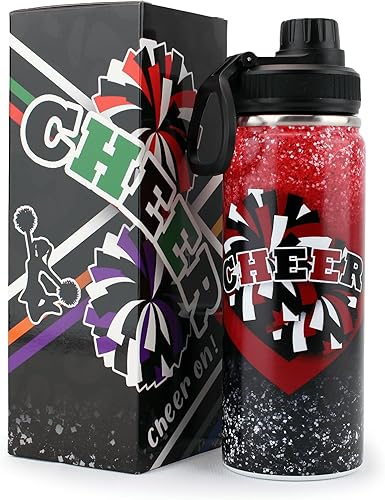 Miniatura 11 de Botella de agua Cheer para niñas, de 18 onzas, botella deportiva de acero inoxidable aislada con asa, regalo de animadora a granel para regalos de