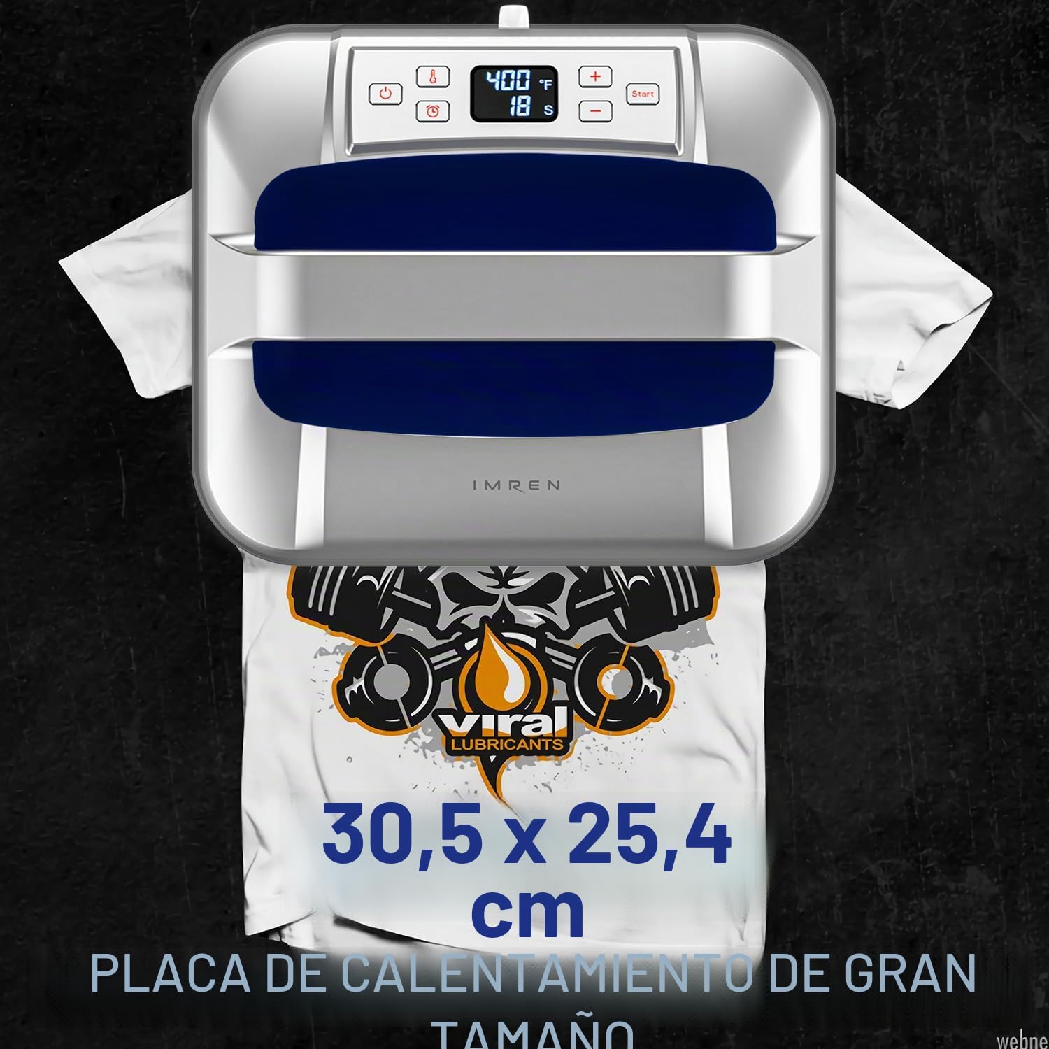 IMREN Prensa de Calor, 12"x10" Portátil Impresora para Camisetas Sudaderas con Capucha, Prensa Termica Maquina con Almohadilla de Prensa de Calor para Sublimación, Vinilo, DIY Proyecto (Azul)