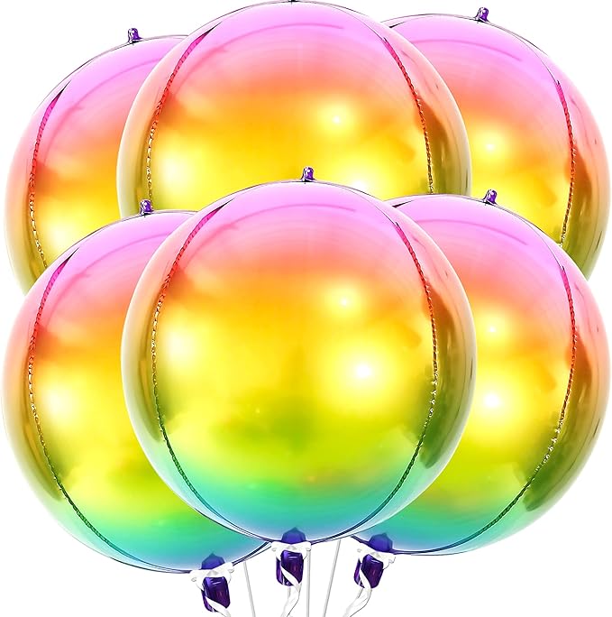 KatchOn, Colorful Rainbow Foil Balloon 22 Inch, Pack of 6