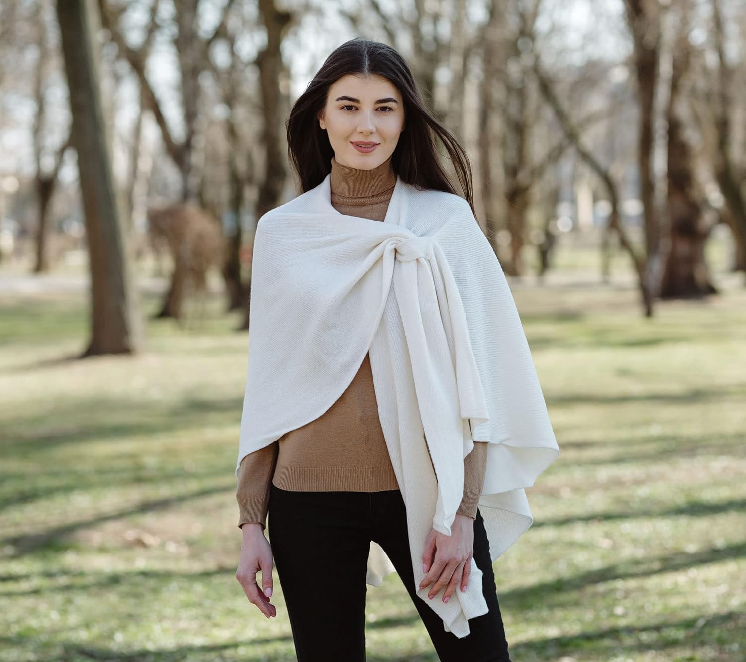 SAOL Shawl Wraps for Women Lambswool Poncho One Size