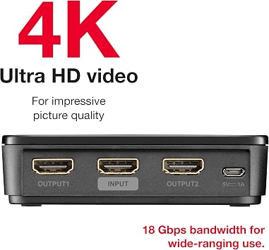 Rocketfish 2-Output HDMI Splitter with 4K at 60Hz and HDR Pass-Through