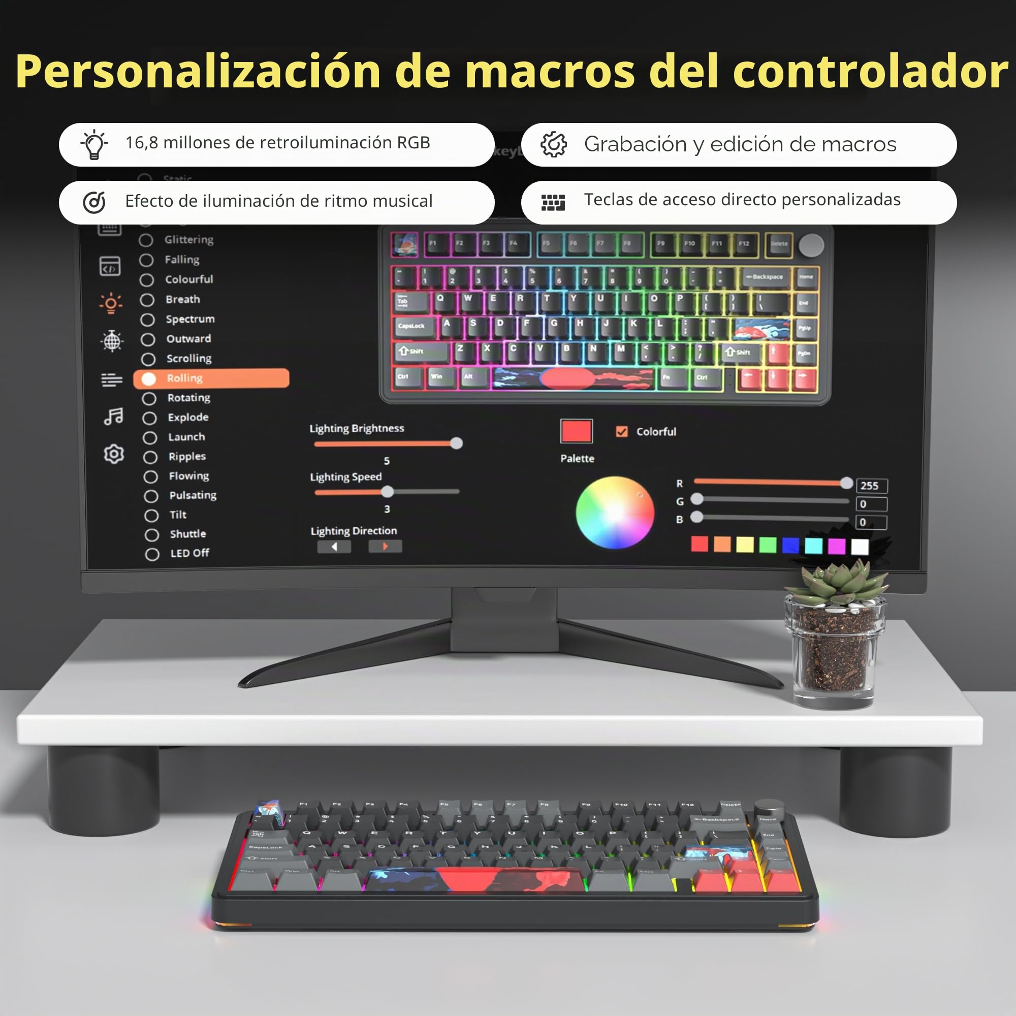 Teclado inalámbrico con Gasket, TKL Wireless Gaming Keyboard Bluetooth/2.4 GHz/USB, America QWERTY, Interruptor prelubricado para PC, Mac Win, M75 Shadow Red