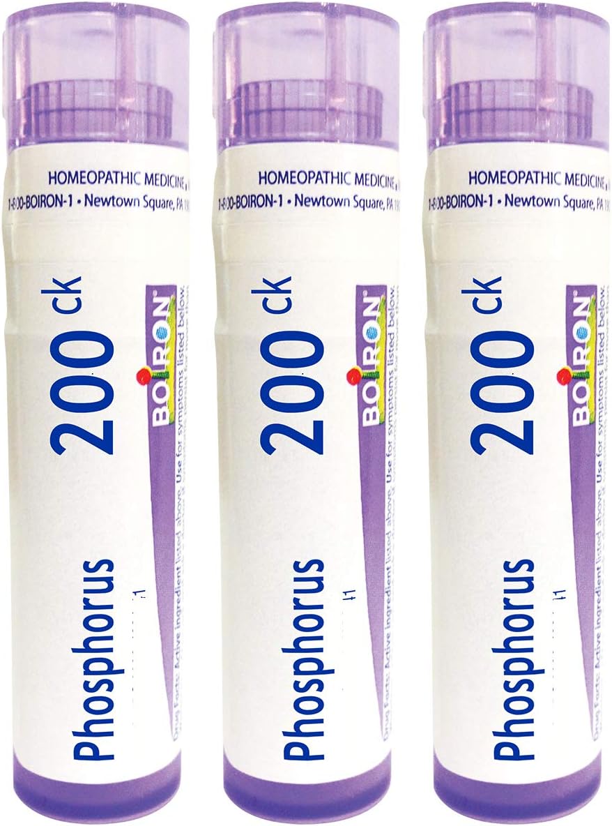Boiron Phosphorus 200ck Homeopathic Medicine for Dizziness with Sleeplessness - Pack of 3 (240 Pellets)