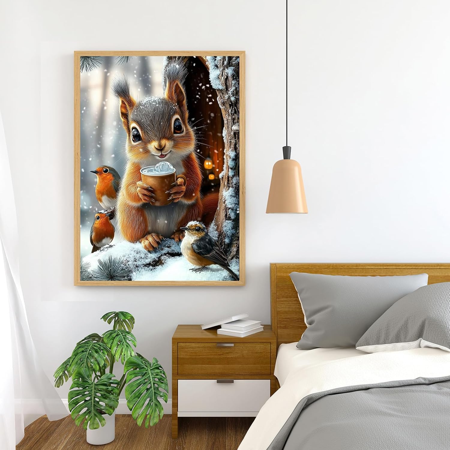 GLXPOG Diamond Art Kits for Adults- Squirrel 5D Diamond Painting Kits for Adults Beginners, Winter DIY Full Drill Sparrow Art Painting for Gift and Home Wall Decor (12x16 inch) image 3