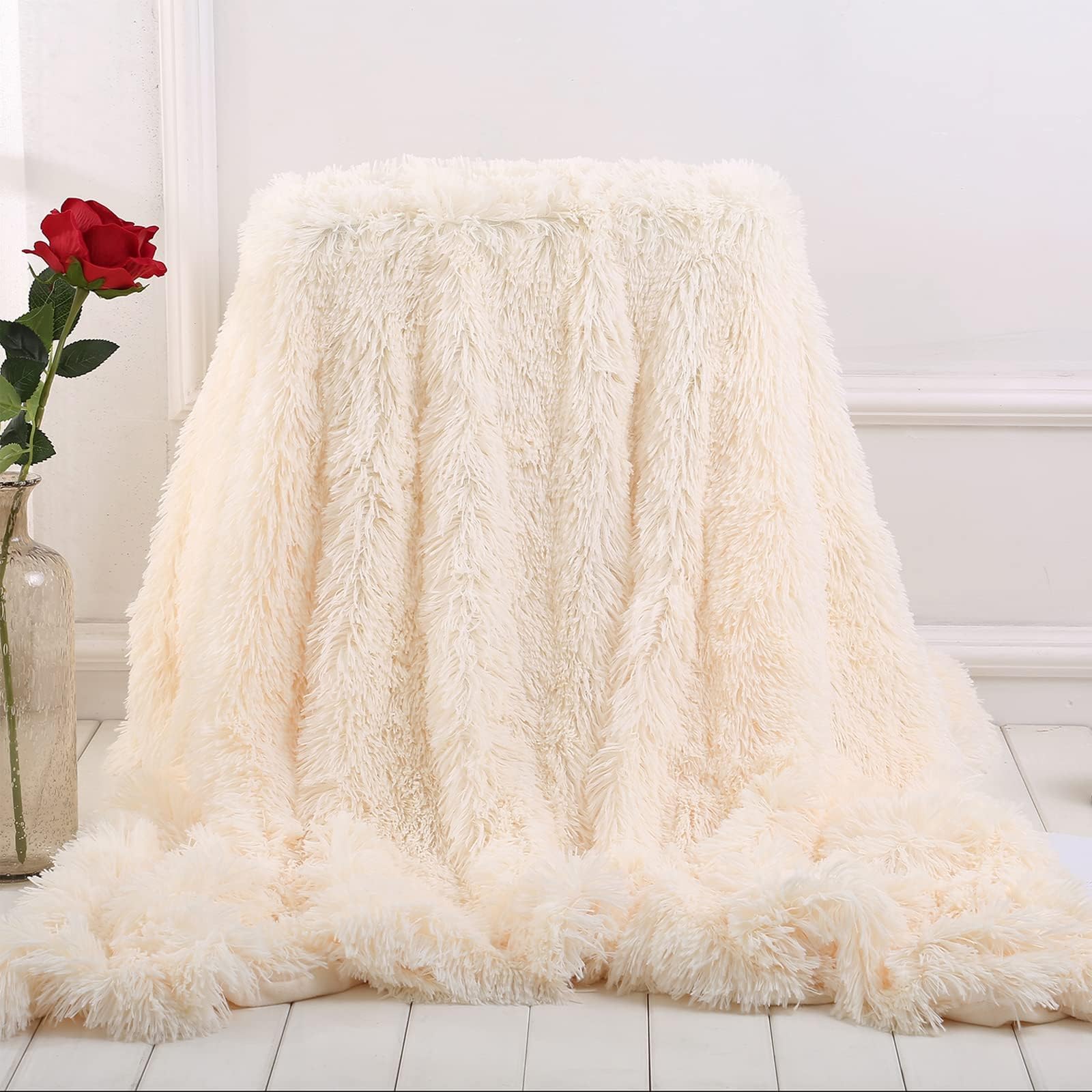 Everlasting Comfort Faux Fur Throw Blanket Double Sided, Soft, Warm