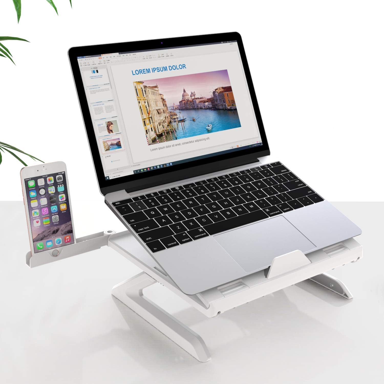 Olmaster Foldable Laptop Stand?Adjustable Multi-Angle Computer Riser,Portable Laptop Holder with Heat-Vent for MacBook, Air, Pro, Surface Laptop More 9-15.6 inches PC, Notebook
