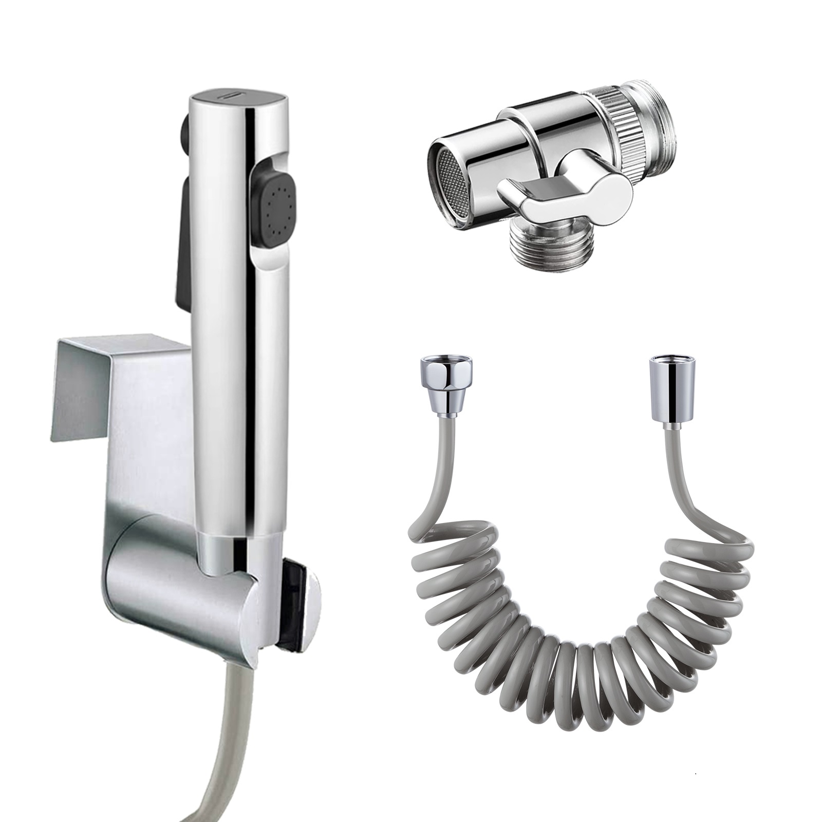 Doccetta WC Con Gancio - Kit Bidet Portatile In Acciaio Inox, Tubo 2 Metri, Nero - Foto 7