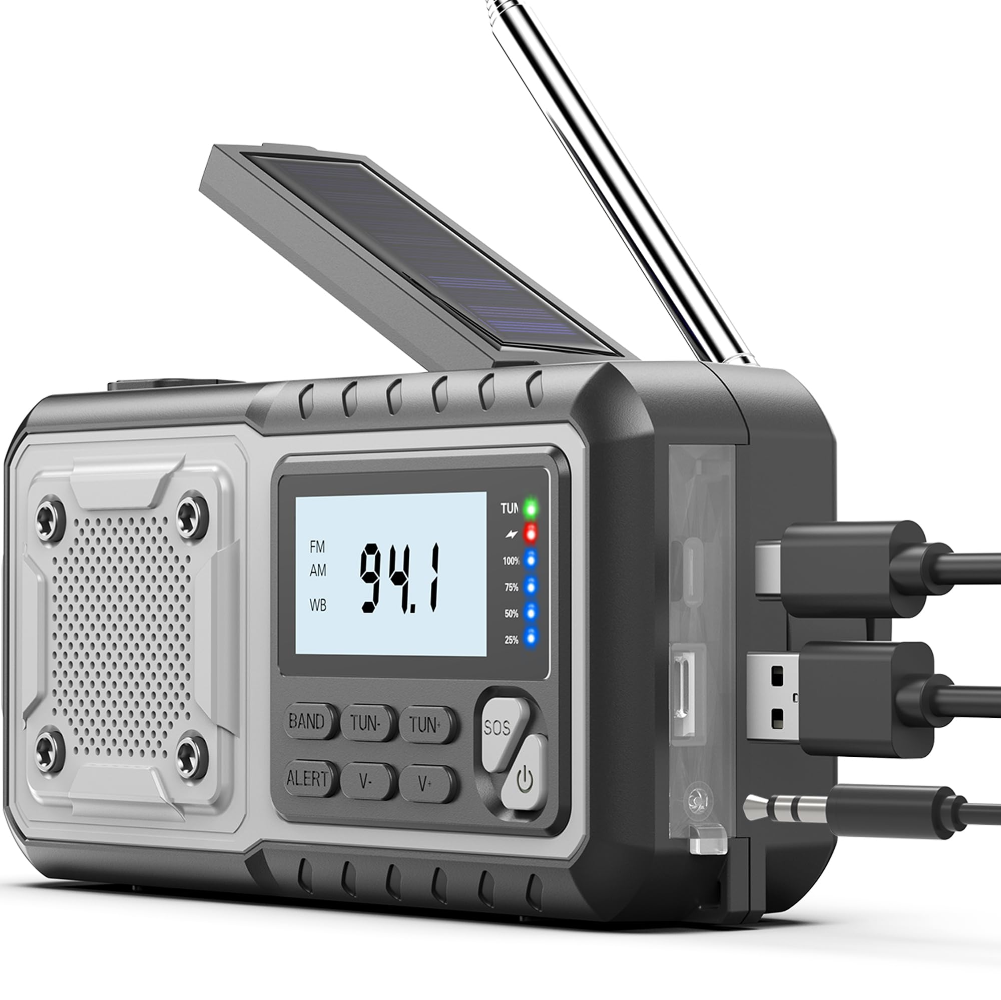 SIYEGK Emergency Weather Radio 5000mAh with Solar Hand Crank, Men Dad Husband Cool Gadgets, NOAA AM FM Portable Battery Power Weather Alert Radios