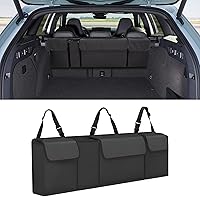 Alieemo Waterproof Collapsible Car Trunk Organizer - 4-Pocket Backseat Hanging Storage Bag with Adjustable Straps for SUV & Truck (Black)