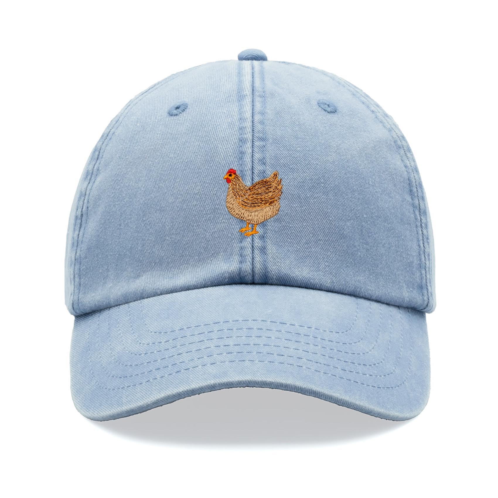 Cap Base Unisex Light Blue Chicken Baseball Cap Vintage Washed Dad Hat Adjustable
