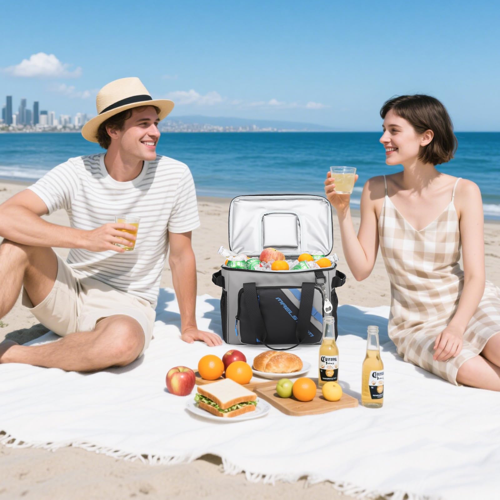 Maelstrom Bolsa enfriadora, enfriador de playa para 30 latas, enfriador suave aislado a prueba de fugas con abridor de botellas, hielera, enfriador plegable portátil para viajes, camping, compras