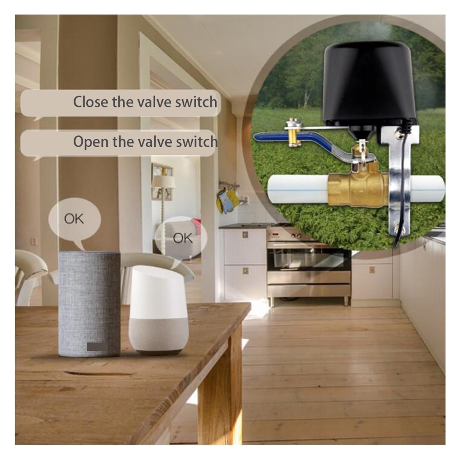 Tuya Smart WiFi Kontroler Zaworu Gazu Wodnego Bluetooth Kompatybilny Z Wyłącznikiem Domowym OszczęDność Wody(Dn15,Zigbee)