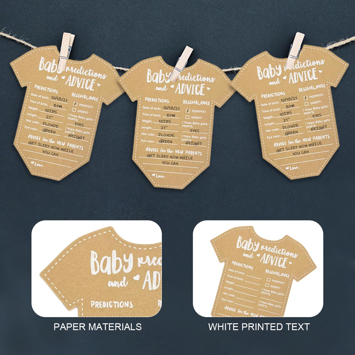 Previsioni per bambini, Giochi per baby shower, Carte di