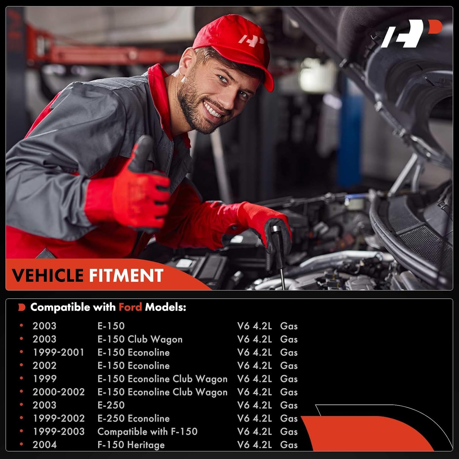 A-Premium Fuel Injectors Compatible with Ford F-150 1999-2003, F-150 Heritage 2004, E-150/E-150 Club Wagon/E-250 2003, E-150 Econoline/E-150 Econoline Club Wagon 1999-2002, Set of 6, Replace# 8001467N