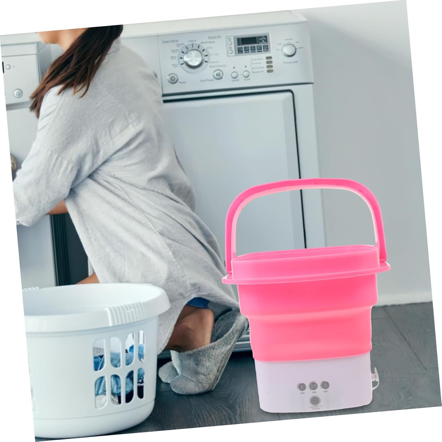 Portable Mini Folding Washing Machine Small Compact Washer with Timer Touchscreen Foldable Design for Travel Camping Dorm Apartment Energy-saving Lightweight Washer for Small