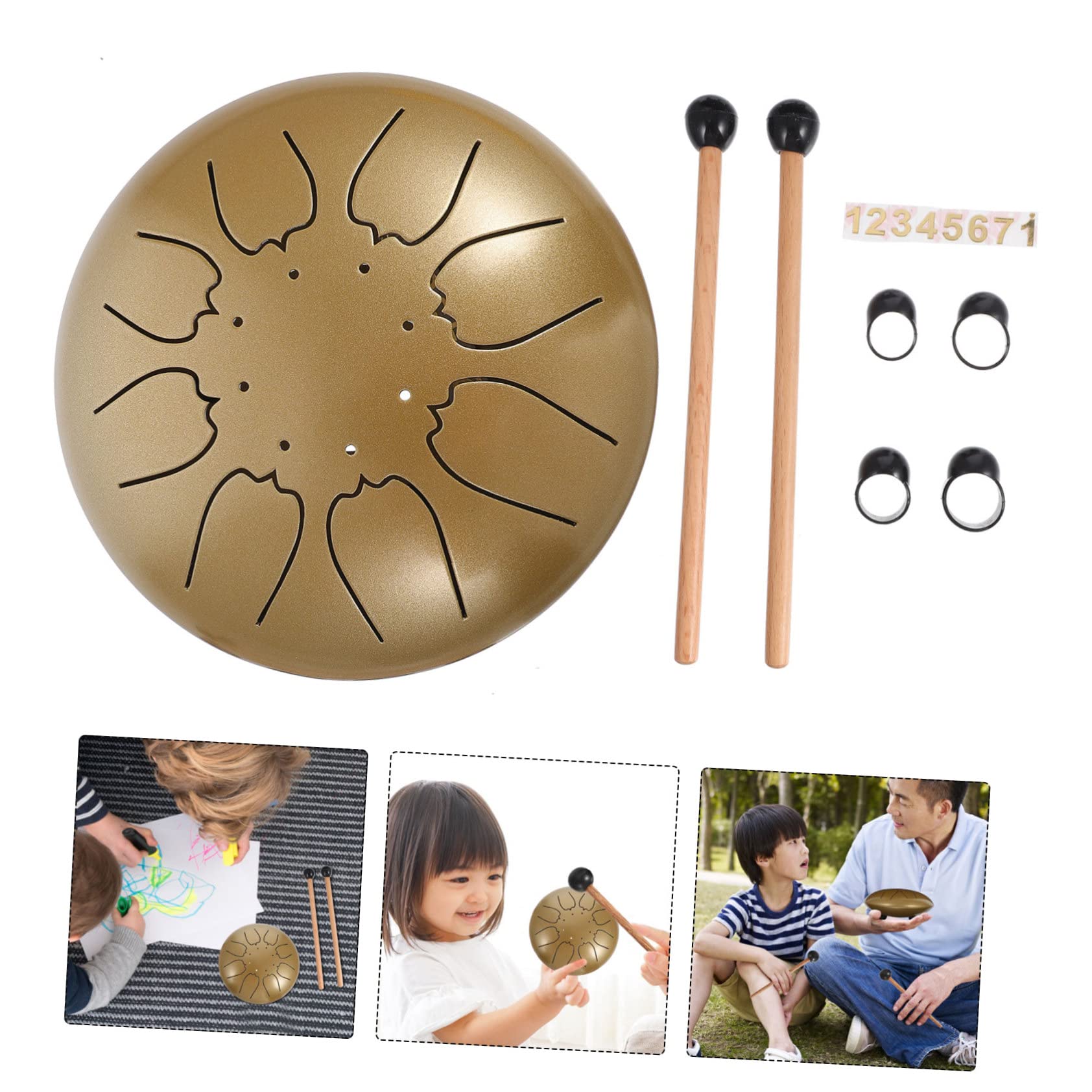 VICASKY 1 Juego Tambor De Lengüeta De Acero Tambor Etéreo De Tambor Instrumento De Musicoterapeutas Palos Útiles Para Golpear 8 Tonos Aleación De Acero Titanio Bolsillo Kit De Batería
