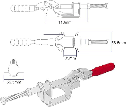 Miniatura 2 de 4 abrazaderas de palanca ajustables de 6 pulgadas, GH-302F abrazaderas de palanca de liberación rápida