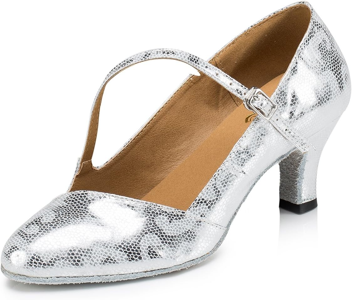 MinishionL201 Women's Mary Jane Synthetic Latin Salsa Ballroom Dance Pumps