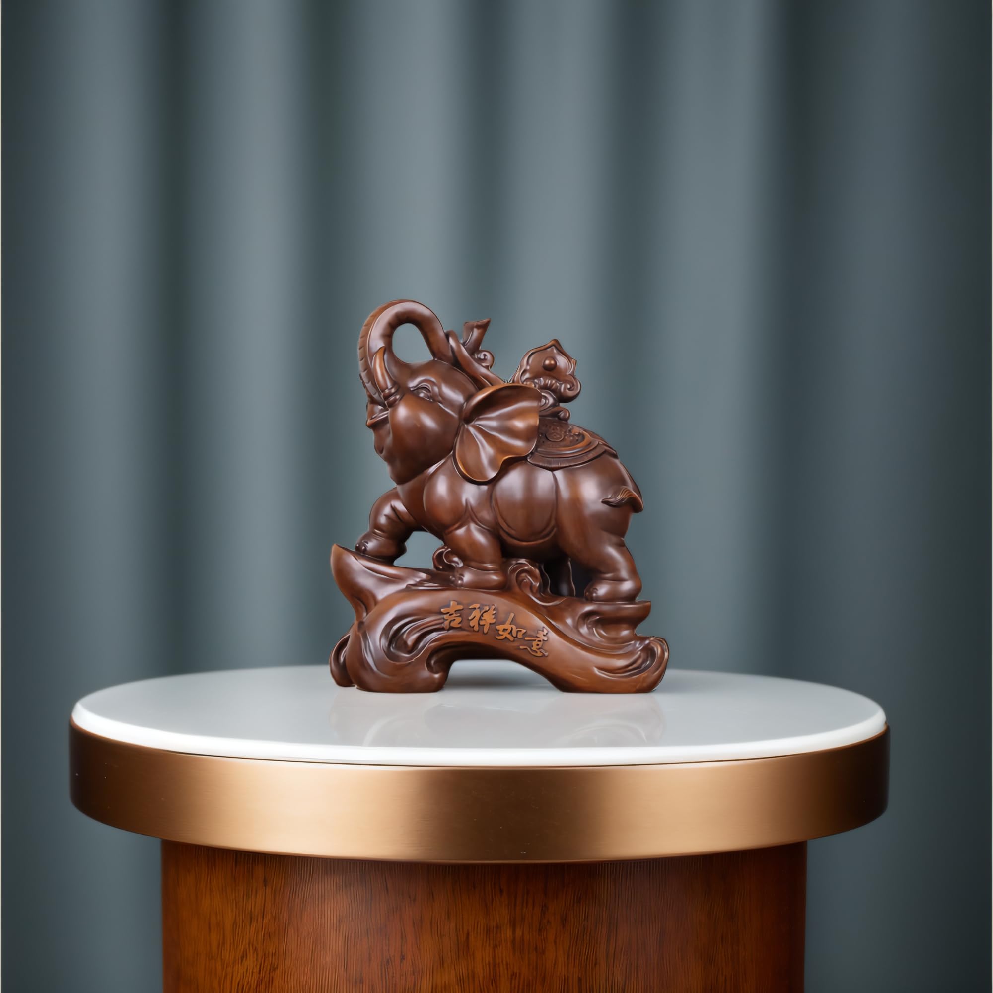 Elefante Statua di Elefante,Ricchezza Figurina Fortunata Perfetto per la casa,Elefante Ornamenti Scultura in Mobili Portico Scrivania Decorazione Artigianato,A B-20×10×22cm