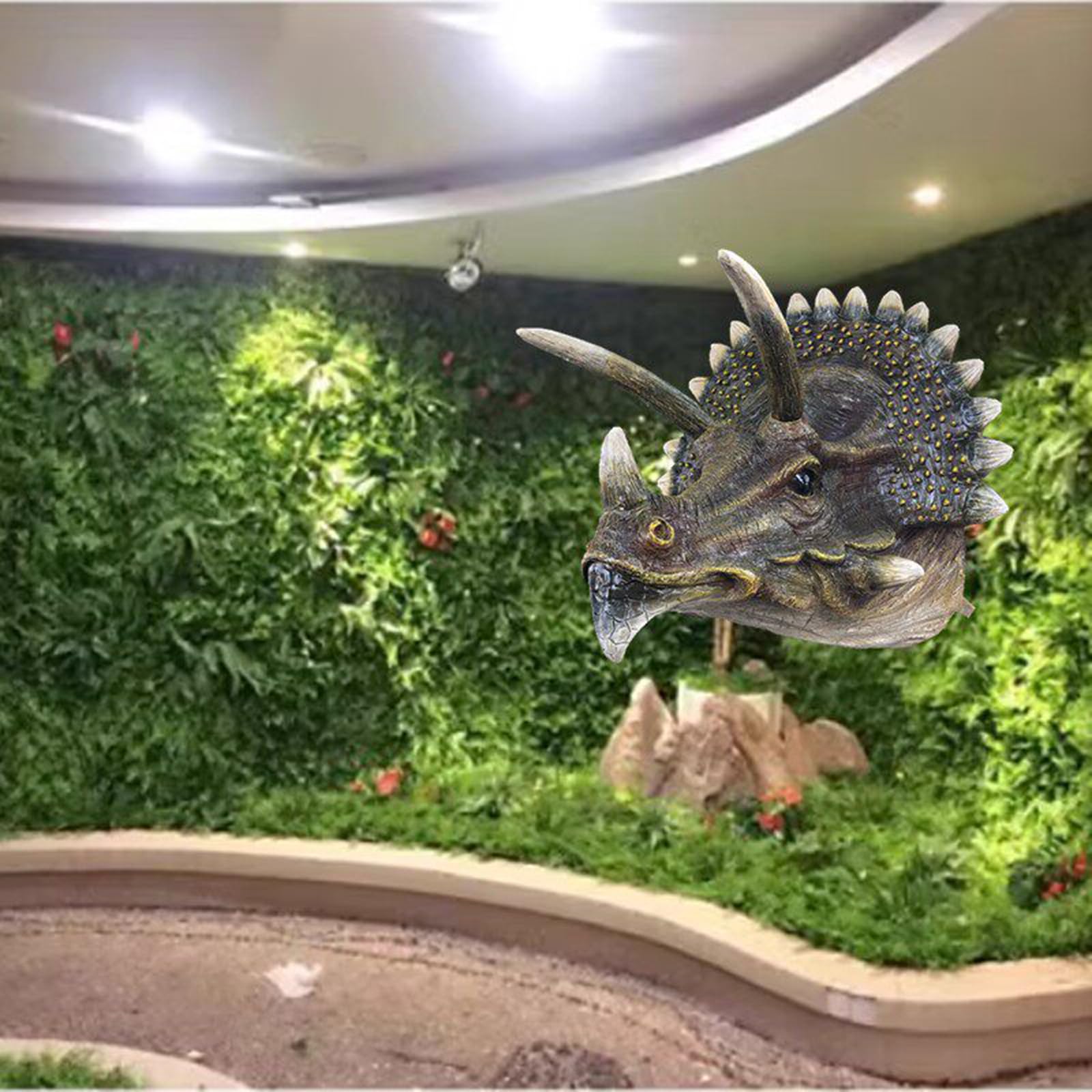 YXCQHZM Dekoracja ścienna z głową dinozaura - Triceratops montowana na ścianie rzeźba tablica figurka - realistyczna replika sztuki ściennej 3D do dekoracji domu