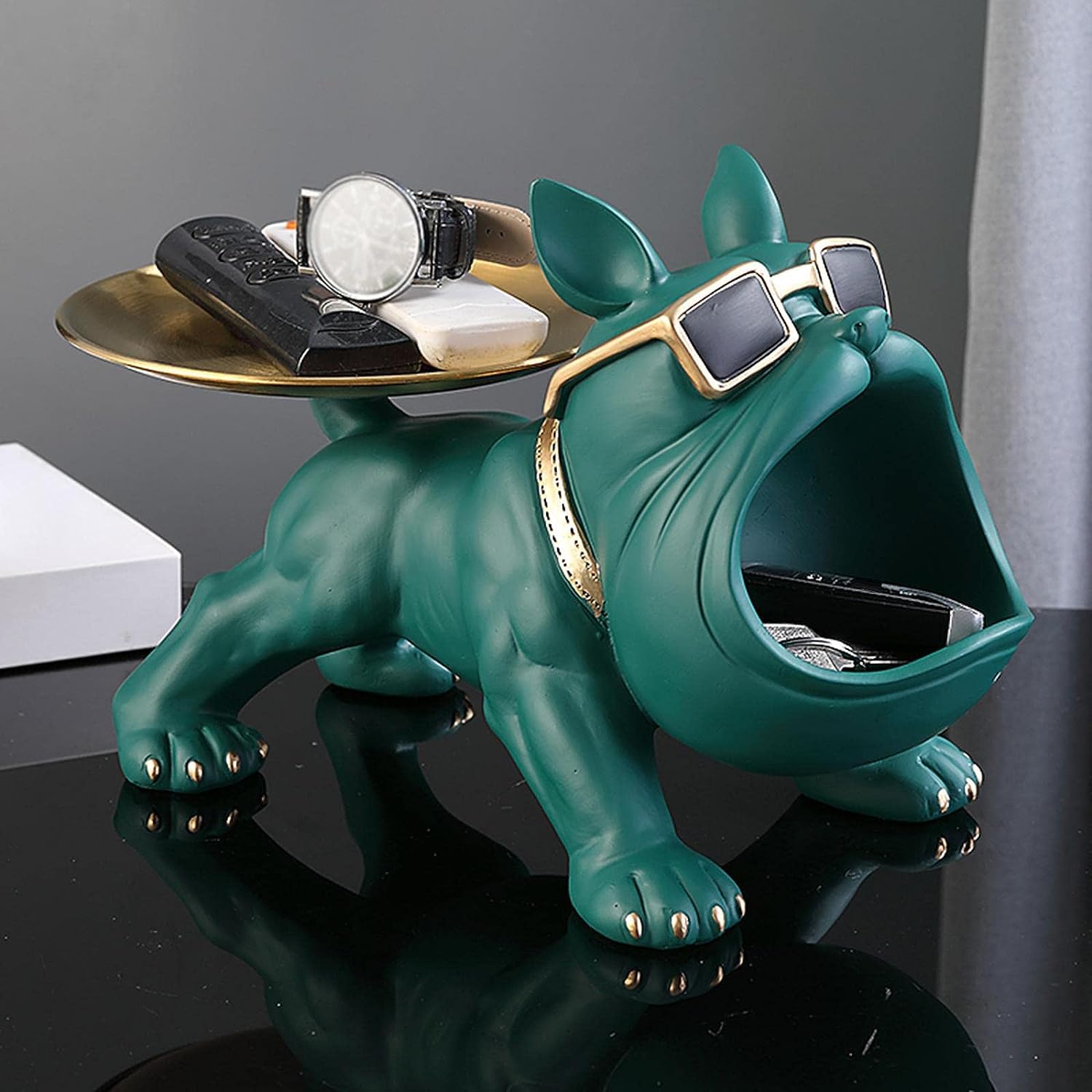 Showpiece for Home Decor/Black Panther Statue for Living Room Decor, Cheetah Showpiece Office Decor Item (Bulldog Storage - Green) (B0CH84GS87) Amazon Price History, Amazon Price Tracker