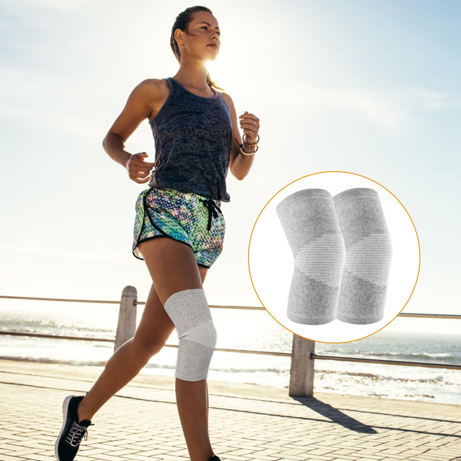Lot De 2 Genouillères Bambou RAMTRIO – Compression Pour Arthrose, Homme/femme