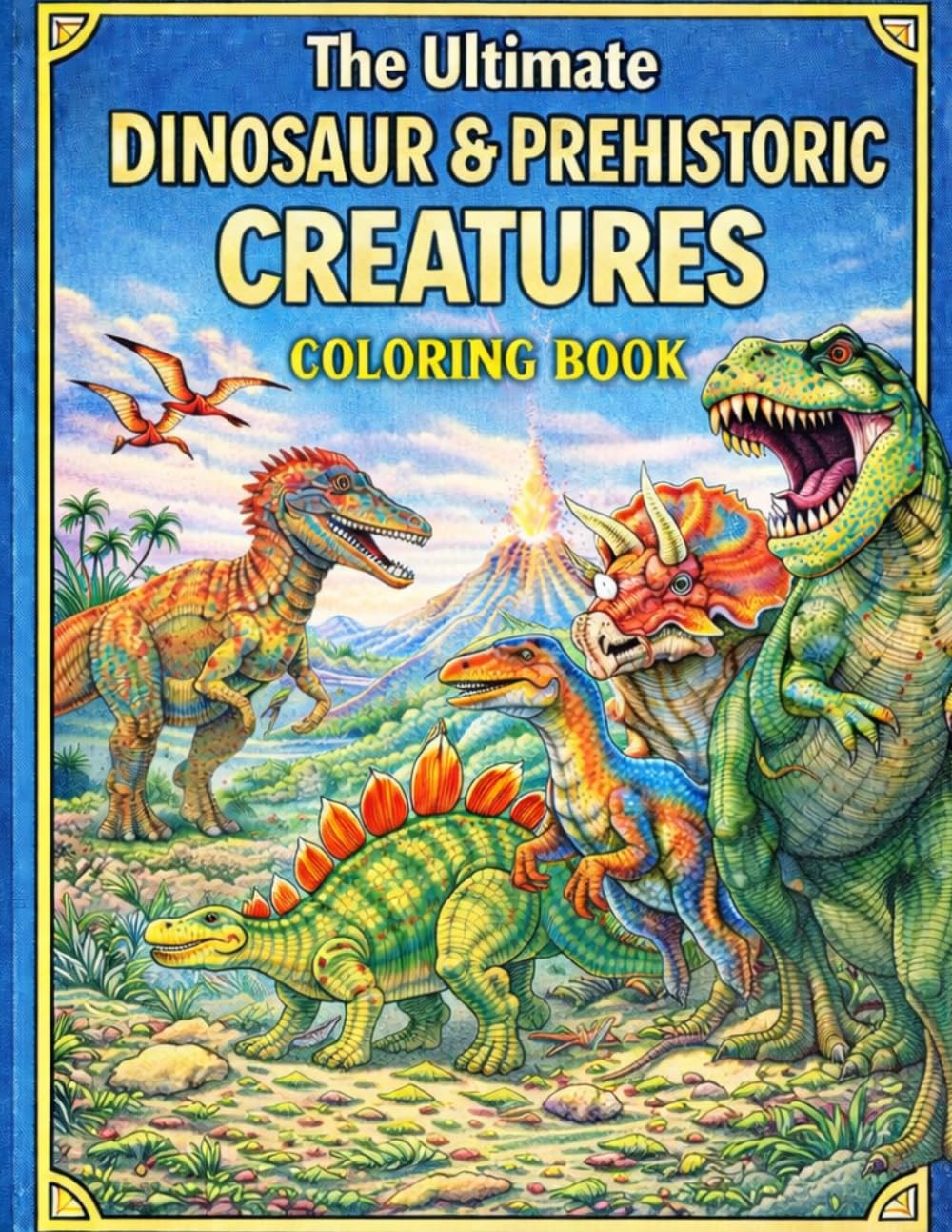 The Ultimate Dinosaur & Prehistoric Creatures Coloring Book: 50 Realistic Dinosaurs and Ancient Ocean Reptiles