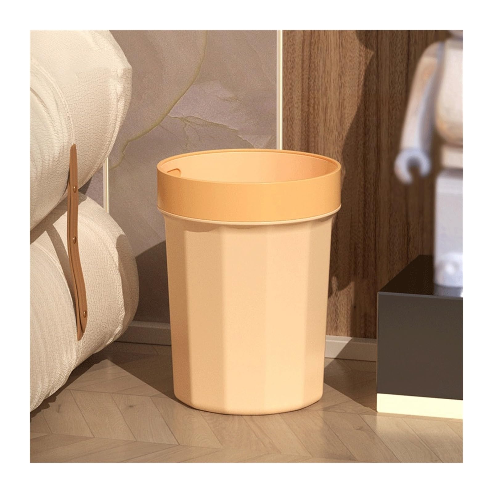 Cubo de la Basura Papelera de Tiro Recto, Papelera con aro presión, plástico Apta for papeleras Cocina, Oficina y hogar(Orange)