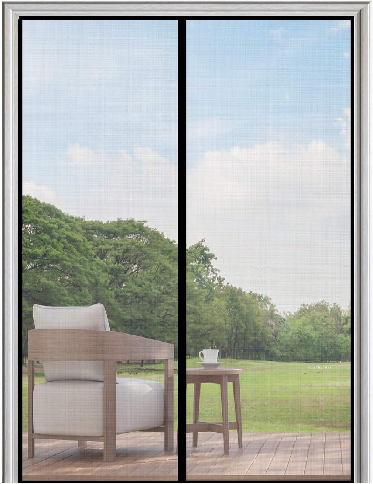 YUFER Magnetic Screen Door with Screen Door Mesh, Fits Door Size up to 62x96 Strong Screen Door Magnets for Easy Install and Hands-Free Entry
