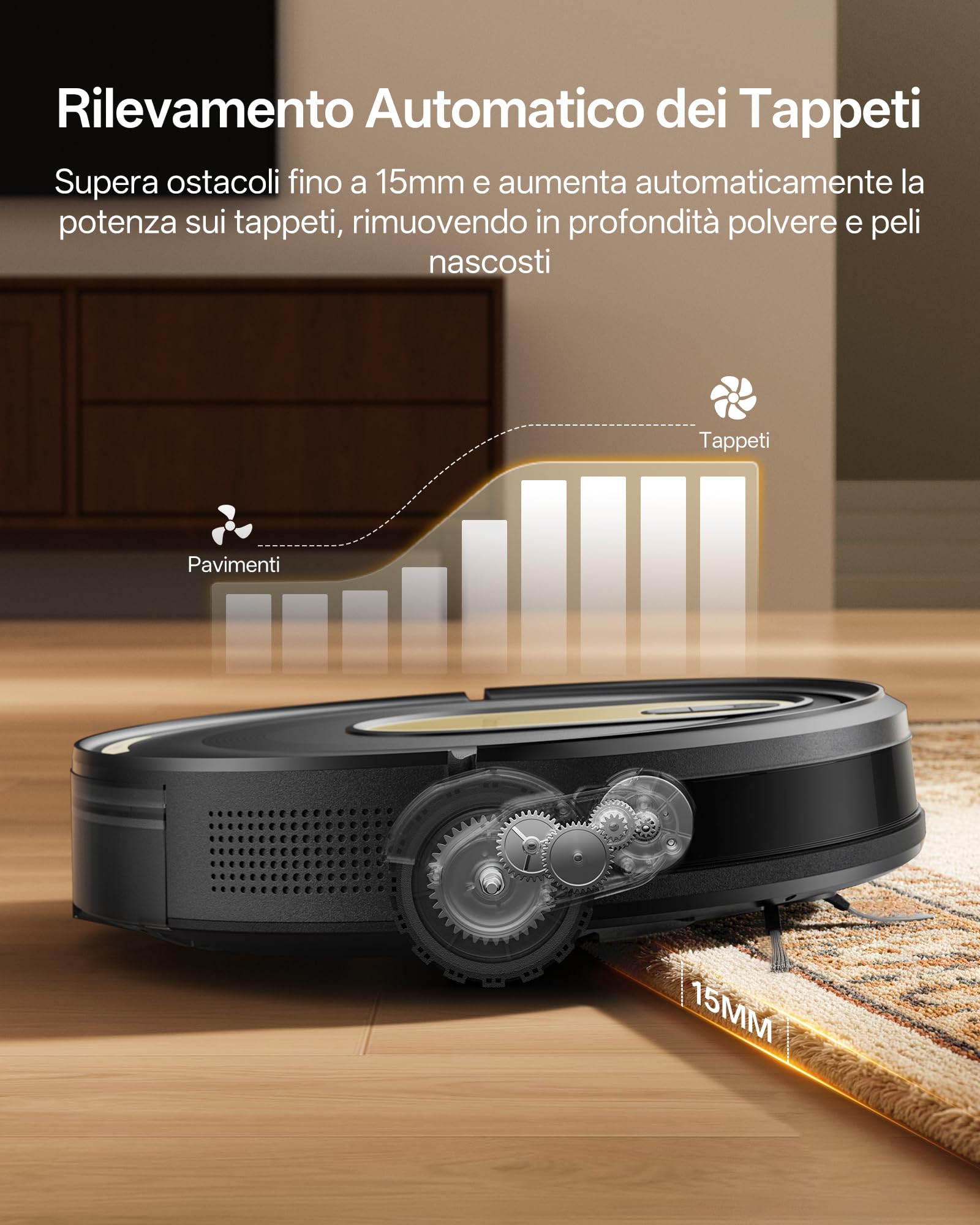 Vexilar W8 Robot Aspirapolvere Lavapavimenti 8,000Pa 2,5 Ore, Silenzioso Aspirapolvere Robot Potente per Pavimenti/Tappeti,Controllo Vocale/APP/Telecomando