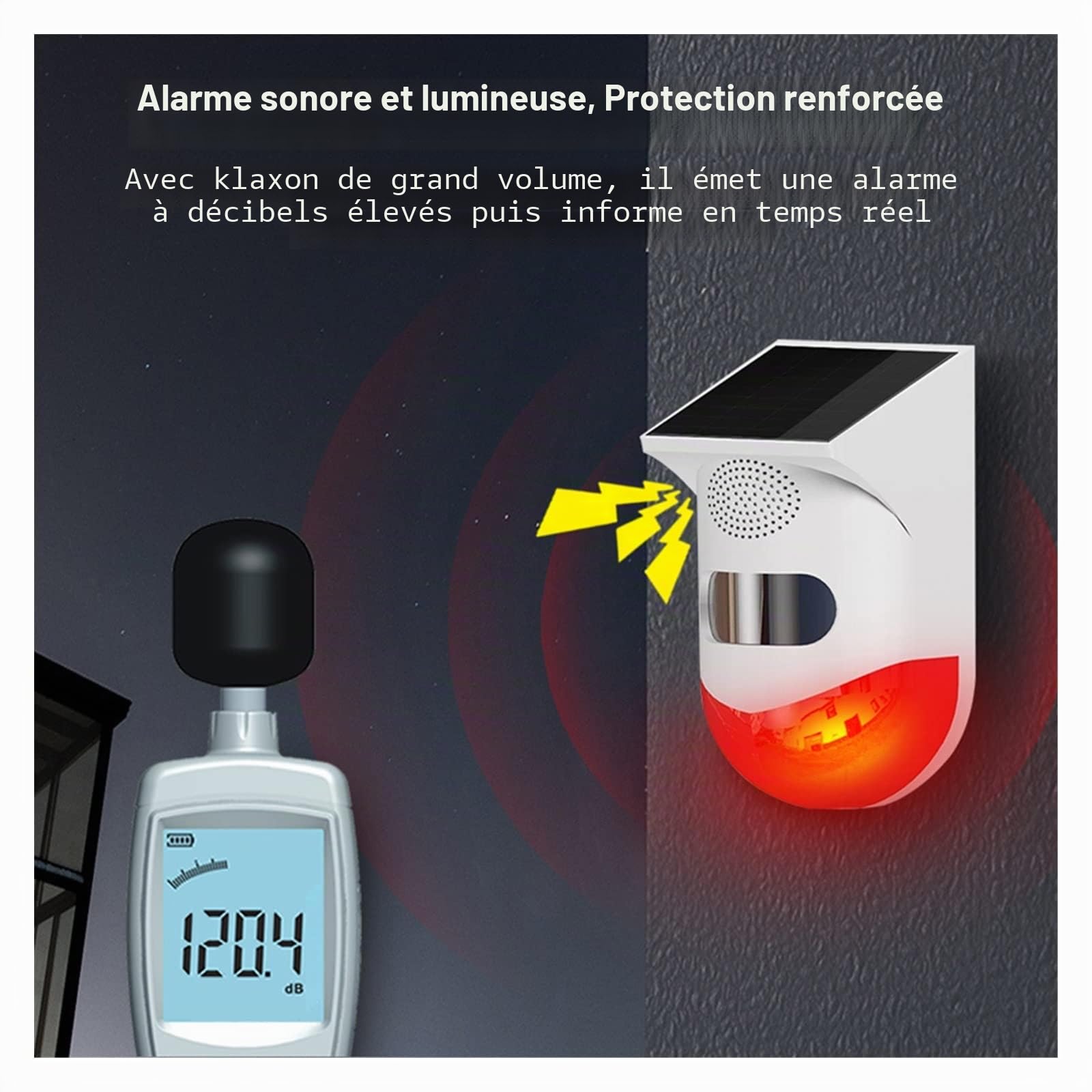 Système d'alarme de sécurité Bricolage sans Fil Tuya Smart Life Flash Strobe Extérieur Solaire Infrarouge Étanche Sirène Système D'alarme De Sécurité Antivol À La Maison Utilisation avec PG107 (Color