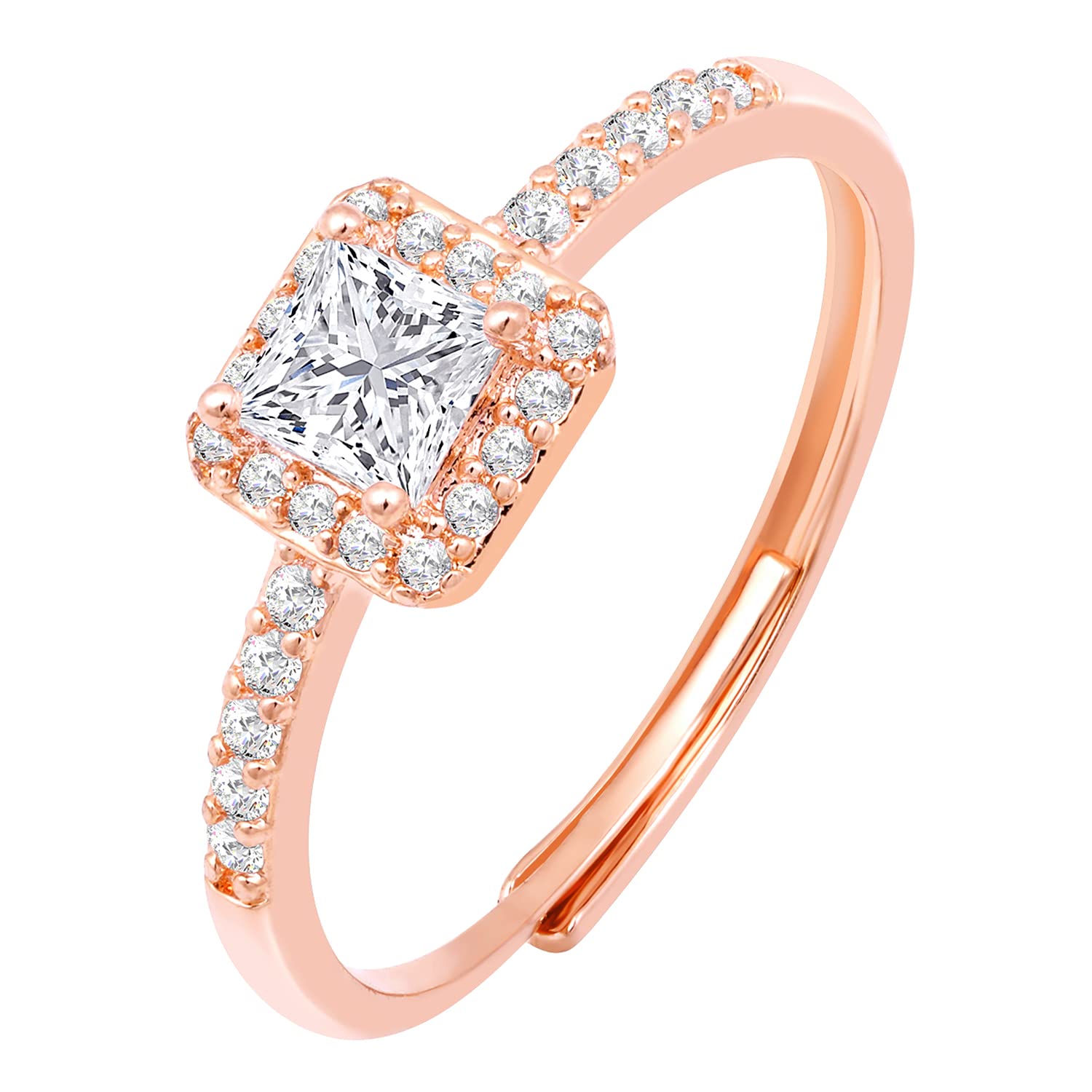 Peora Cubic Zirconia Studded Rose Gold Plated Solitaire Adjustable Finger Ring Fashion Stylish Jewellery Gift for Girls & Women (B0C5RVMK85) Amazon Price History, Amazon Price Tracker