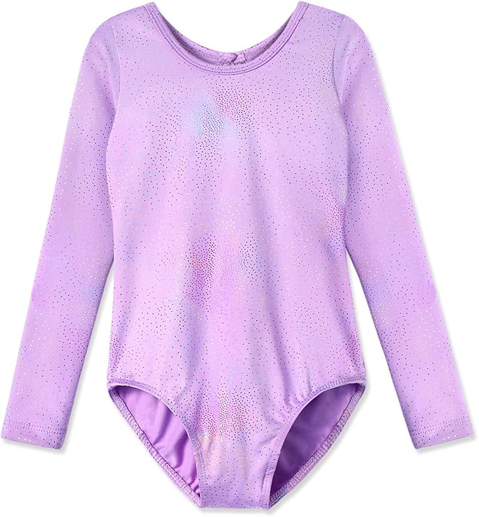 HOZIY Leotards for Girls Ballet Gymnastics Sleeveless Long Sleeve Colorful Sparkles Aqua Blue Pink Purple Solid