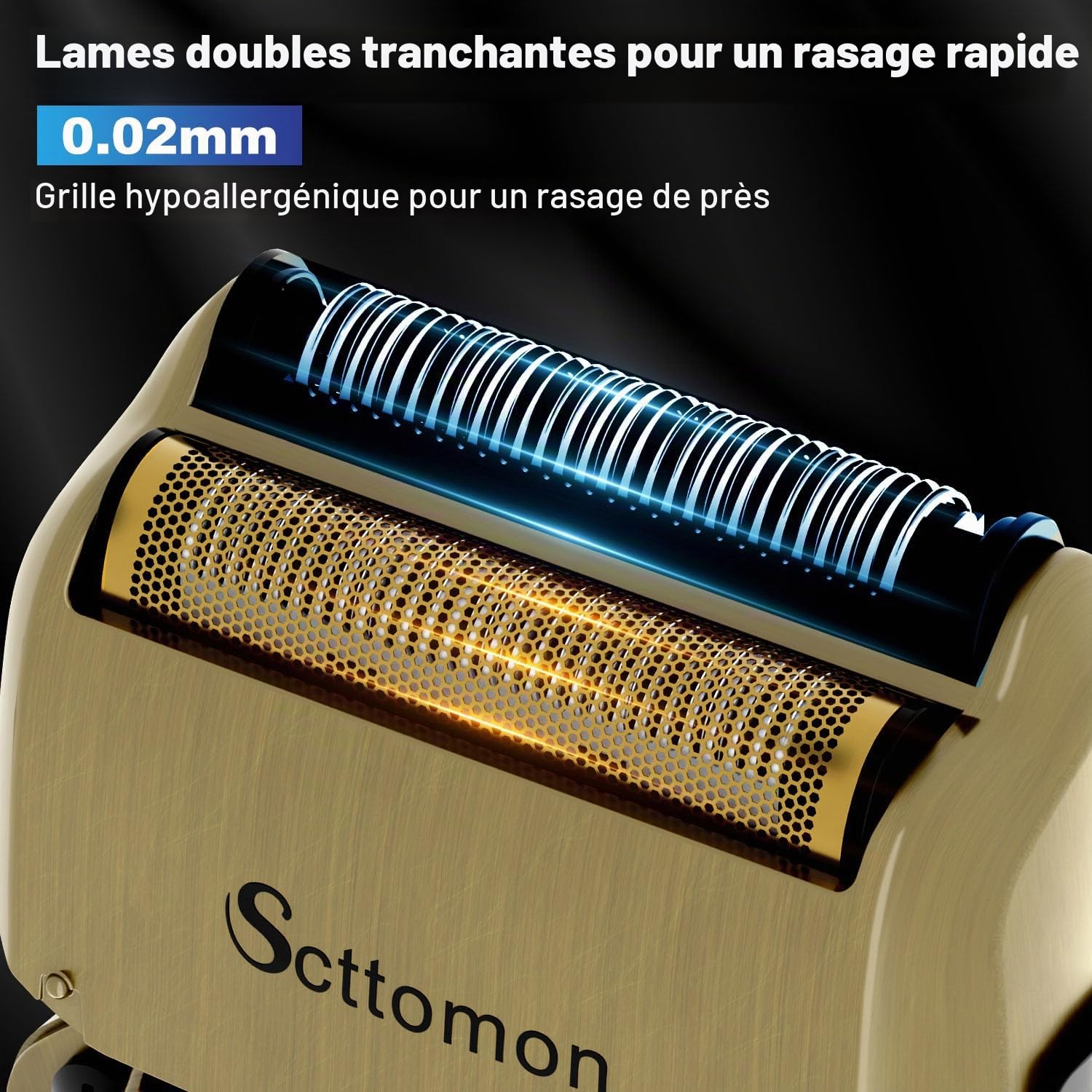 Scttomon Homme Feuille éLectrique Rasoir RéParation De Barbe Rasoir TêTe De Rasoir Tondeuse à Cheveux Sans Fil ImperméAble à L'Eau