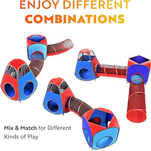 Miniatura 6 de Túnel para juegos infantiles, tienda de campaña, Playz 4 piezas Pop Up, con 2 túneles para arrastrarse y 2 tiendas de campaña, tiendas de campaña