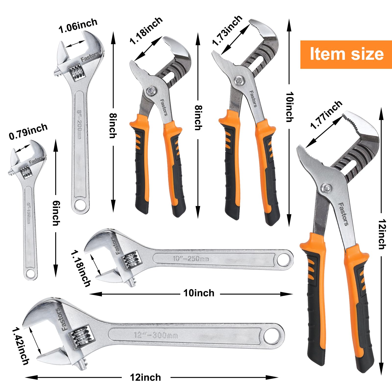 Juego de 7 alicates ajustables para llaves y articulaciones, juego de alicates de lengüeta y ranura con juego de llaves ajustables para reparación del hogar, mango de agarre cómodo