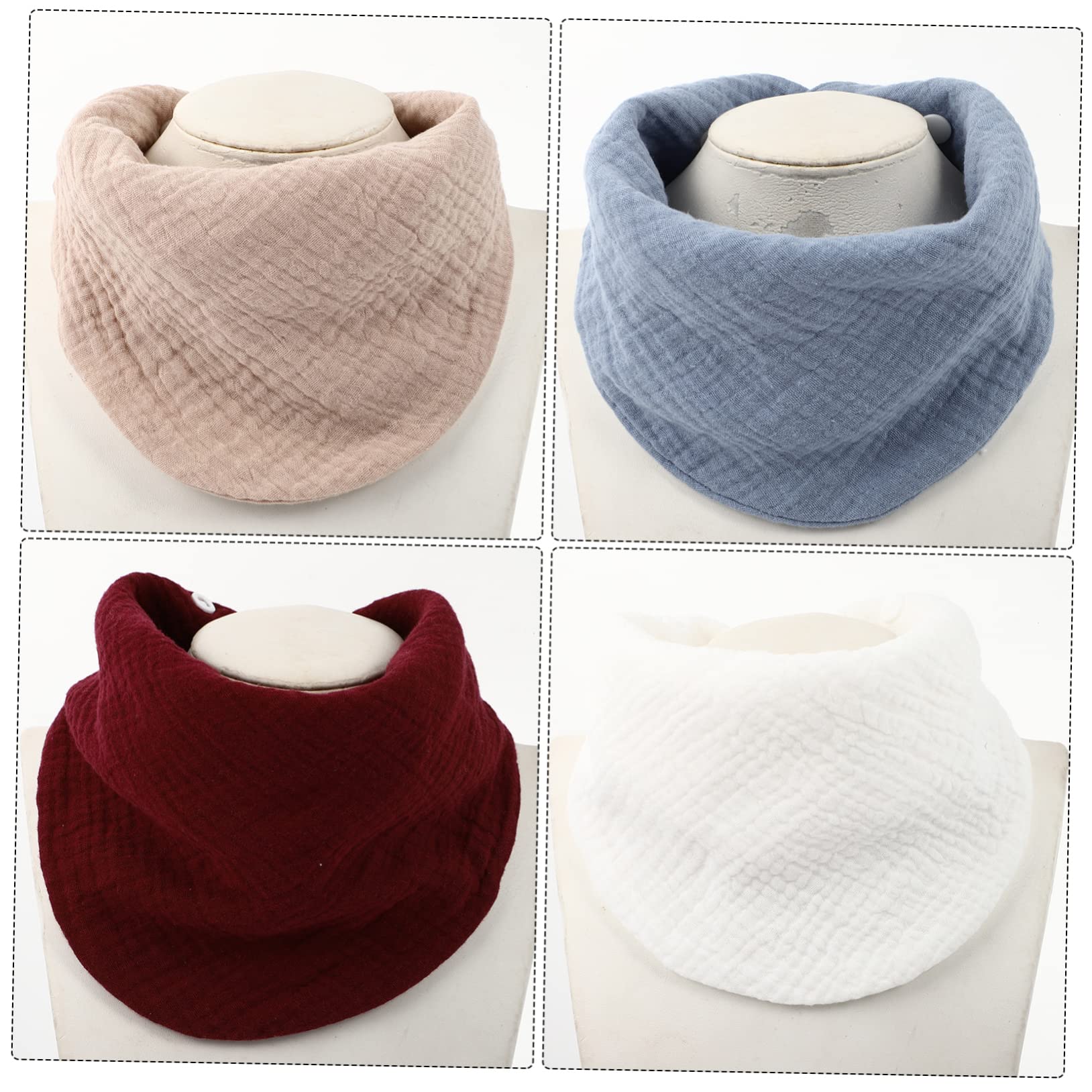 Abaodam 3 Set Di Bavaglini in Mussola Per Bambini Comodi Bavaglini in Cotone Salviette Per Ruttini Leggeri 4 Pezzi*3