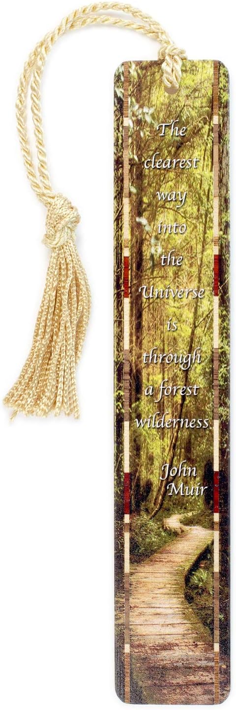 Personalized John Muir Quote Combined with Color Photograph Woodlands Path by Mike DeCesare, Wooden Bookmark - Made in USA - Also Available Without Personalization