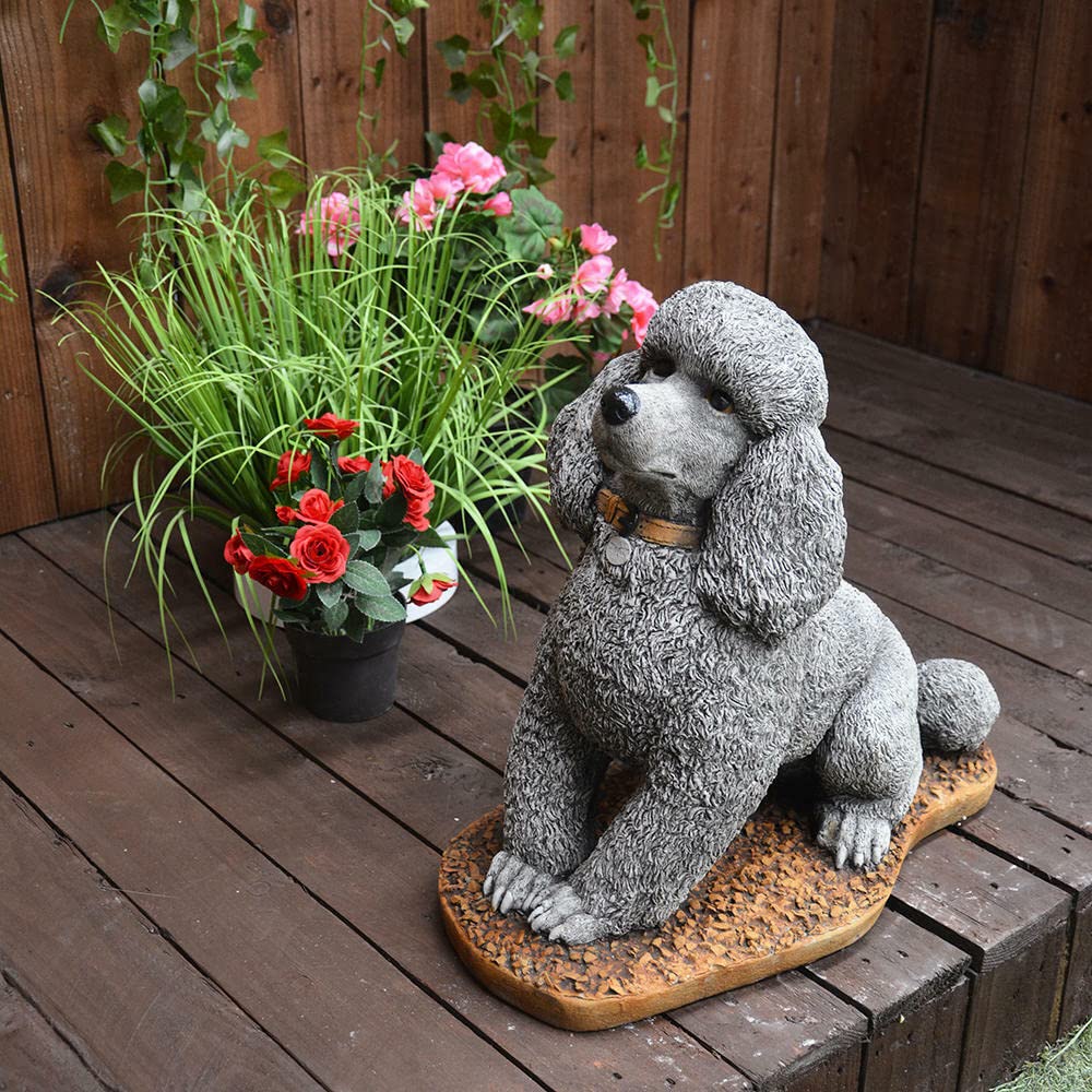 Stunning Stone Cast Laying Poodle Statue