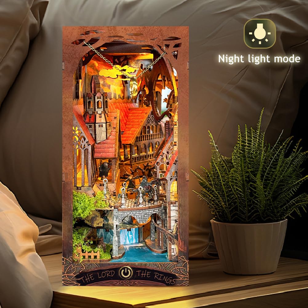 TOPBSFARNY Book Nook Kit DIY Poppenhuis Miniatuur Kit, Boekenplank Insert Decor, 3D Houten Puzzel Booknook Miniatuur Kit met LED Licht voor Creatieve Ssembled Boekensteunen TOPBSFARNY Book Nook Kit DIY Poppenhuis Miniatuur Kit, Boekenplank Insert Decor, 3D Houten Puzzel Booknook Miniatuur Kit met LED Licht voor Creatieve Ssembled Boekensteunen
