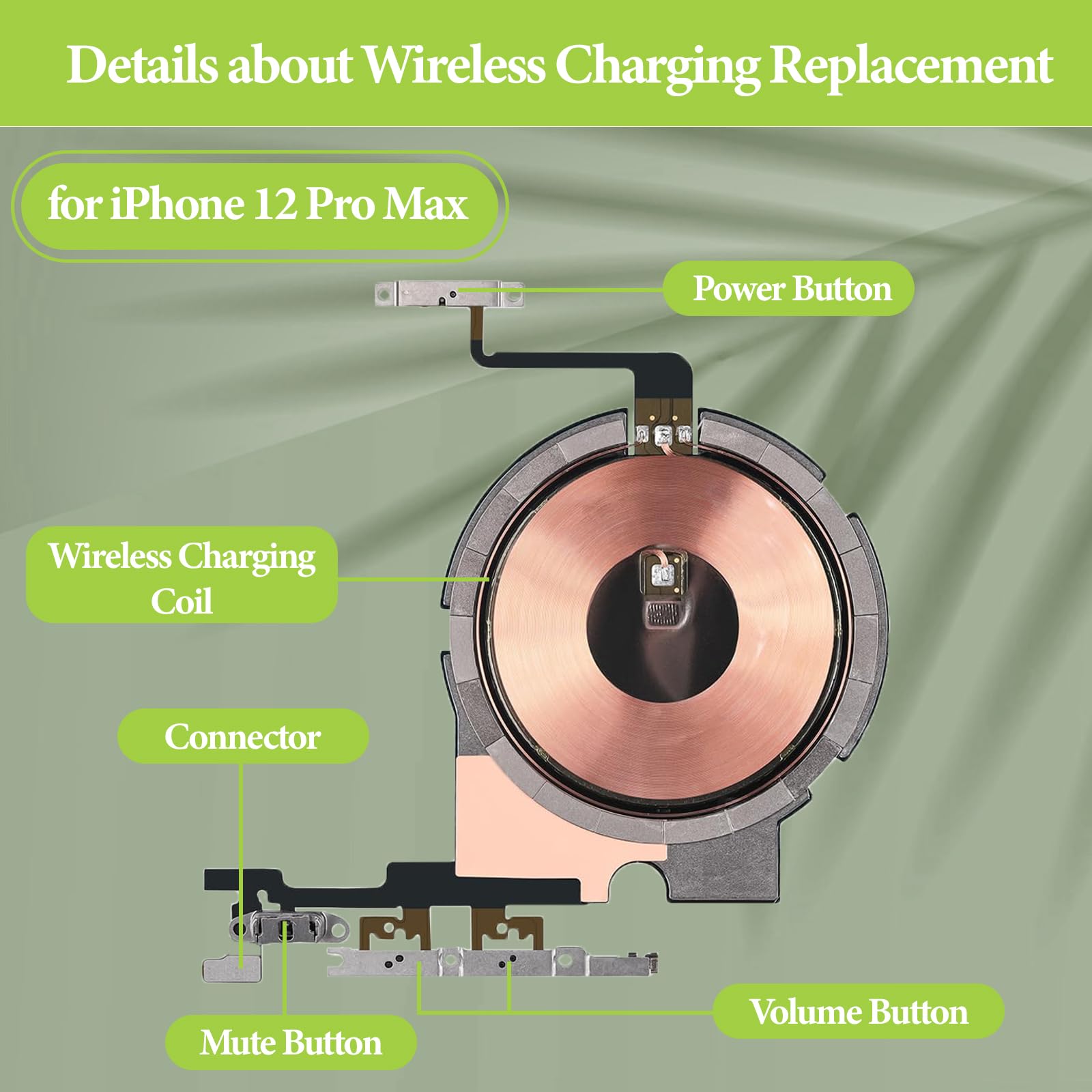 Ersatzteil-Set Für IPhone 12 Pro Max – NFC Chip & Lade-Coil Mit Power/Volume Flexkabel + Werkzeug
