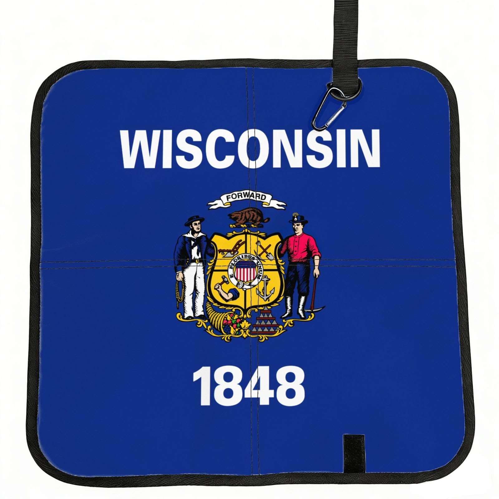 bghdfa Wisconsin State Flag Print Outdoor Sitting Mat Waterproof Oxford Cloth Seat Cushion Folding Foam Camping Seat For Picnic