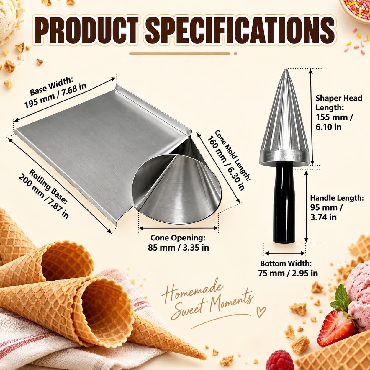 Moldeador De Conos De Helado, Fabricante De Conos Enrollables A Mano