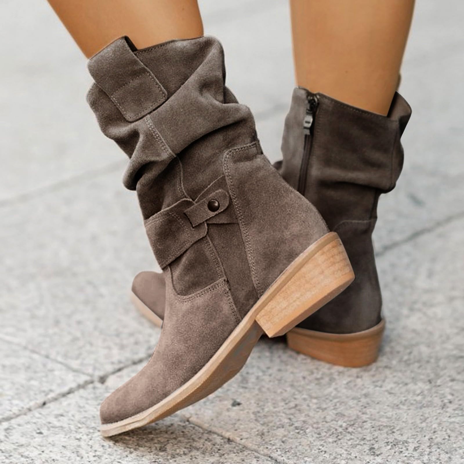 Botines mujer verano vaquero ante botas occidentales elegantes tacones medias botas cortas sin cordones tacón bloque tobillo botas medias botas mujer